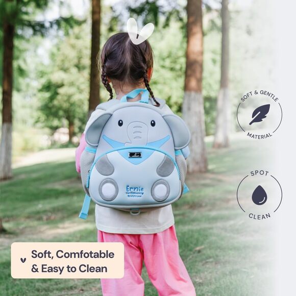 BabbleRoo Toddler Backpack Light & Comfortable Neoprene for Ages 1-3 Elephant - Picture 3 of 6